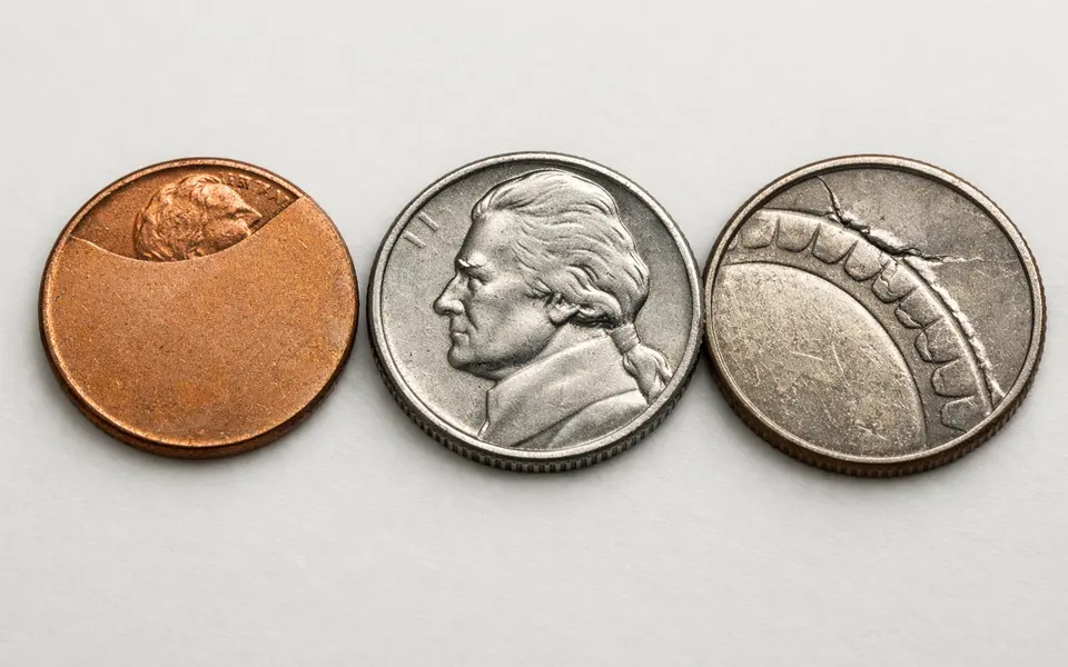 Close-up visual clues that help distinguish coin errors